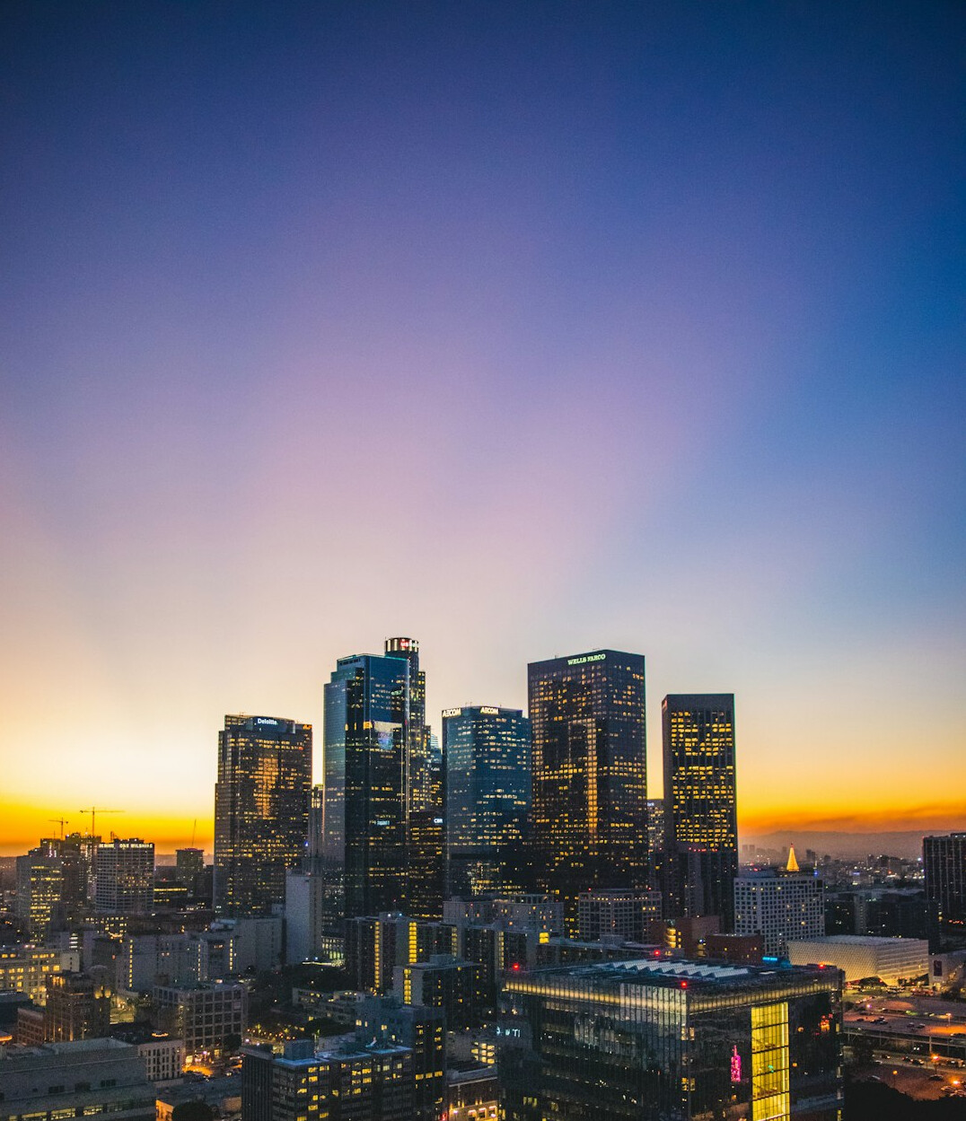 city skyline at dawn